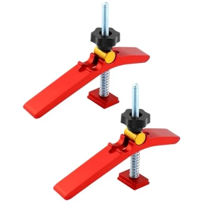 Afbeelding van QWORK® 2 stuks T groefrail snelspanklemmen M8 neerdrukklem houtbewerkingsgereedschap