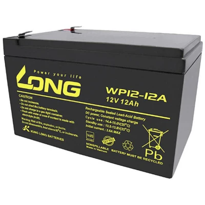 Afbeelding van Long WP12 12A/F2 Loodaccu 12 V Ah Loodvlies (AGM) (b x h d) 151 98 mm Kabelschoen 6.35 VDS certificering, Geringe zelfontlading, Onderhoudsvrij