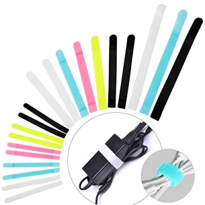 Afbeelding van Avantree Pack van 50 Herbruikbare Cord Organizer Keeper Houder, Bevestiging Kabelbinders Riemen voor Oordopjes Hoofdtelefoon Telefoons Elektronica Elektrische Computer PC draad wrap Management, Verschillende 3 Size en 5 Kleur