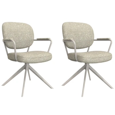 Afbeelding van Label51 Basel eetkamerstoel bouclé naturel/taupe Boucle