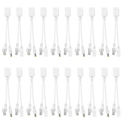 Afbeelding van Sonew 10 paar IP camera POE RJ45 kabel stroomvoorziening via Ethernet Adapter Injector + Splitter DC 12 V