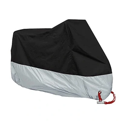 Afbeelding van ANFTOP Motorhoes XXXXL Indoor Scooter Motorfiets Cover UV bescherming Regendicht Stofdicht Slot Gat Outdoor Waterdicht Zwart Zilver 4XL