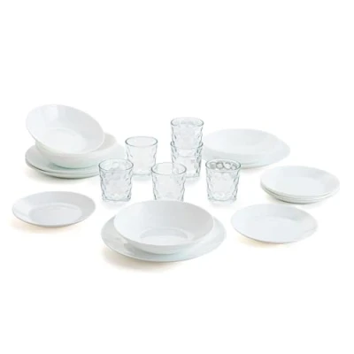 Afbeelding van Arcopal Compleet wit tafelservies voor 6 personen, 18 delige set met glazen van glas, 26 cl, uniek, 19 delig