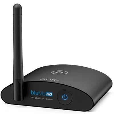 Afbeelding van Auris BluMe HD Bluetooth 5.0 muziekontvanger Hi Fi draadloze audioadapter met audiofiele DAC en aptX voor streaming naar stereo thuis, AV receiver of stereoversterker