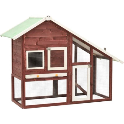 Afbeelding van vidaXL Konijnenhok 140x63x120 cm massief vurenhout mokka en wit