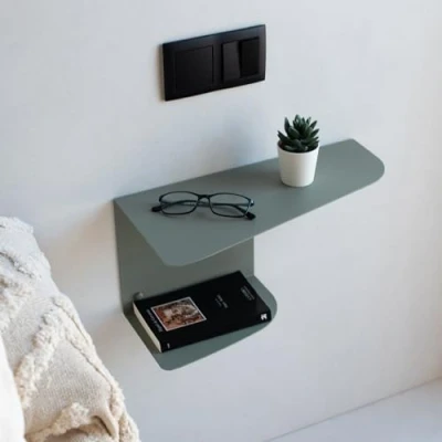 Afbeelding van Set van 2 nachtkastjes slaapkamer groen 40 x 20 cm modern nachtkastje hangende in Scandinavische stijl smalle en bijzetmeubels (2, groen)