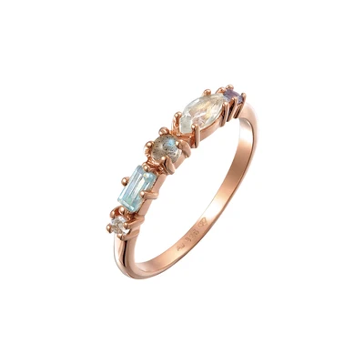 Afbeelding van ELLI PREMIUM Ring rose goud / mintgroen
