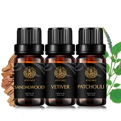 Afbeelding van 100% pure patchouli etherische olieset voor het maken van kaarsen, 3 x 10 ml therapeutische kwaliteit Vetiver olie kit massage, aromatherapie sandelhout oliën set diffuser