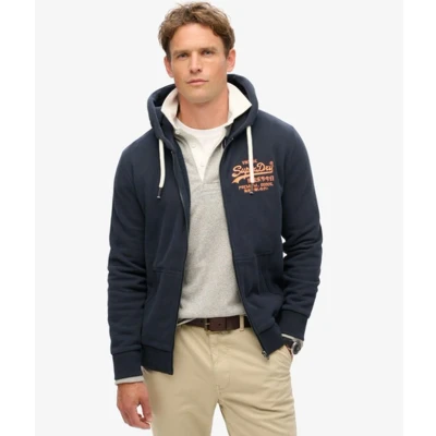Afbeelding van Superdry Vintage LOGO Sweater met rits, Heren, Maat: Large, Eclipse navy