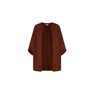 Afbeelding van Yumeko kimono vest gebreid katoen cinnamon bruin