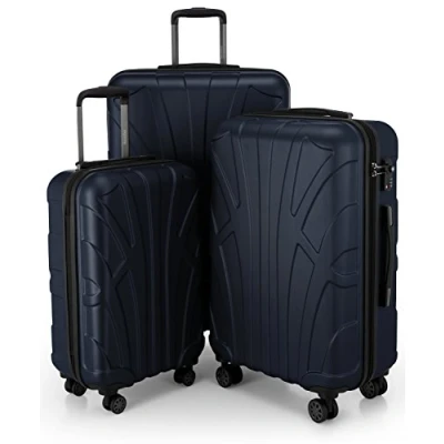 Afbeelding van Suitline 3 delige kofferset Trolley set trolleykoffer Harde koffer Reiskoffer, TSA, 55cm + 66cm 76cm, 100% ABS, mat donkerblauwe