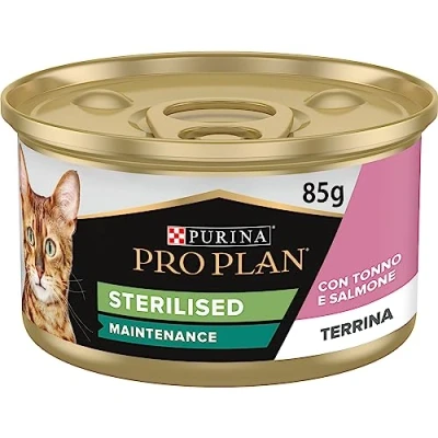 Afbeelding van Purina Pro Plan natvoer voor katten, gesteriliseerd, volwassenen, terrine met tonijn en zalm, 24 blikjes à 85 g