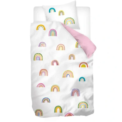 Afbeelding van Snoozing Annelois Dekbedovertrek Eenpersoons 140x200/220 cm + 1 sloop) Wit/Roze