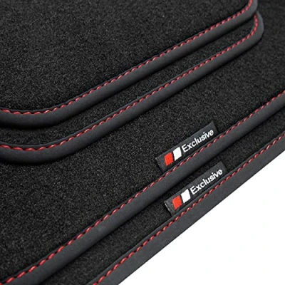 Afbeelding van tuning art BEF998 Vloermatten Exclusive Design voor Mini Cooper E SE Electric J01 2024 , Naad:Rood