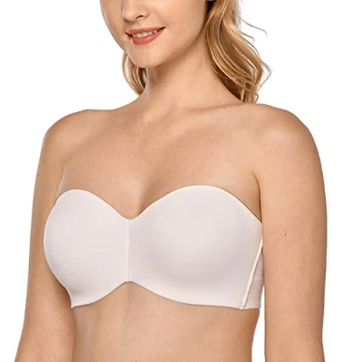 Afbeelding van DELIMIRA Strapless bh Voor Dames Zonder Beugel Minimizer Met Plus Ondersteuning Maten Roze Wit 80C
