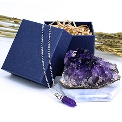 Afbeelding van Nvzi amethist steen, druse, ketting, kristallen, bergkristal ruwe kristallen helende stenen, amethist, natuurlijke geodenholtes,
