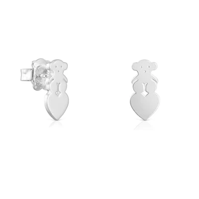 Afbeelding van TOUS Sweet Dolls Damesoorbellen van Sterling zilver met beren en hartmotief, 13 mm, 13mm, zilver, niet toepassing.