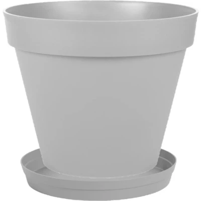 Afbeelding van Bloempot Toscane kunststof grijs D20 x H17 cm inclusief onderschaal D15 Plantenpotten