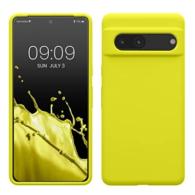 Afbeelding van kwmobile telefoonhoesje geschikt voor Google Pixel 7 Hoesje met siliconen coating Smartphone case in citroengeel