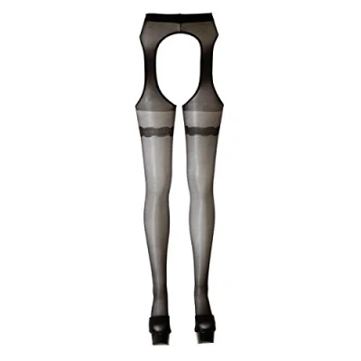 Afbeelding van Cottelli Collection Strook Legging met Gewoven Kousenband Open Kruis voor Toegang Maat M Zwart