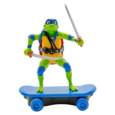 Afbeelding van TMNT Ninja Turtles Sewer Shredders Leonardo op Skate met terugslag en Combat Modality. Movie Style