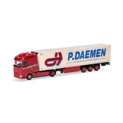 Afbeelding van Herpa vrachtwagen model DAF XG Kühlkoffer Sattelzug&quot;P. DAEMEN&quot; (Niederlande/Maasbree), schaal 1:87, voor diorama, modelbouw, verzamelobject, Made in Germany, kunststof