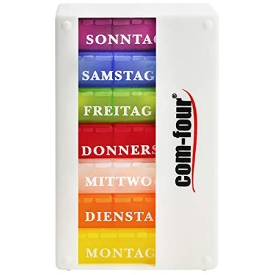 Afbeelding van COM FOUR® Medicijndoseringsdispenser 7 dagen Medicijndoos Pillendoos Tabletdoos Weekdoseringsapparaat [Taal: Duits] (001 stuks wit zonder accessoires)