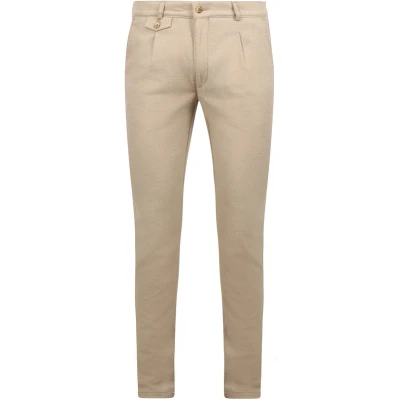 Afbeelding van Suitable Chino broek Pico Pleat Flanel Sand Maat 102 Heren Mannen broeken