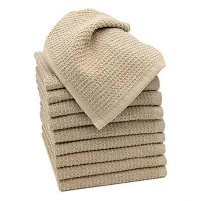 Afbeelding van ZOLLNER Set van 10 zeepdoekjes wafelpique, 100% katoen, 30 x cm, cappuccino