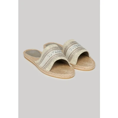 Afbeelding van Superdry Vrouwen Canvas Espadrille Overlay Slippers Wit Grootte: 39