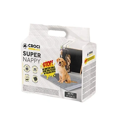 Afbeelding van Croci Super Nappy Hygiënische matten voor honden, 57 x 54 cm, 60 stuks, spanten honden en huisdieren, pipi hond kat, ultra absorberend, wegwerp, scheurvast geurremmend