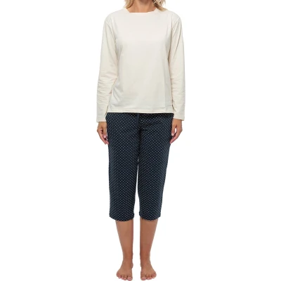 Afbeelding van Schiesser SET Pyjama, Dames, Maat: 38, Blau gepunktet/creme