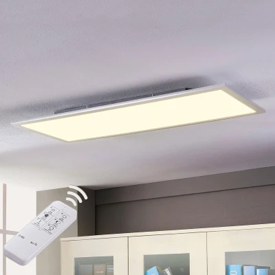 Afbeelding van Lindby LED paneel met dimmer 1licht plexiglas, aluminium H: 5.2 cm wit, zilver Inclusief lichtbron