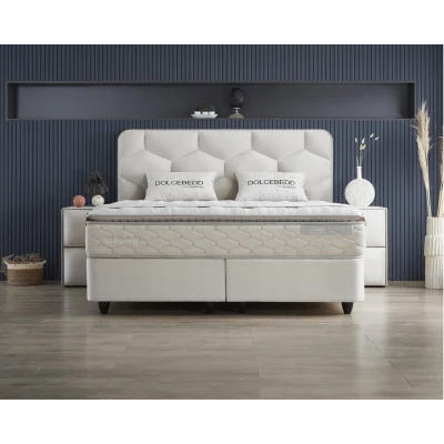 Afbeelding van 2 Persoons Boxspring Met Opbergruimte Dolcebedd Beige 140x200 cm Pocketvering Inclusief Topper Dekbed Discounter.nl