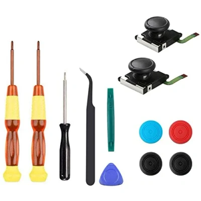 Afbeelding van Thlevel 2 x 3D analoge duimstick, joystick voor NS controller, met Tri Wing &amp; kruisschroevendraaier, hefboomgereedschap + 4 duimstick caps