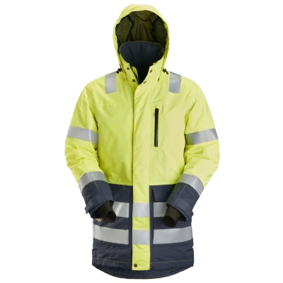 Afbeelding van Snickers 1830 AllroundWork, High Vis Waterproof Parka, KL 3 Geel/Donker blauw
