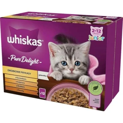 Afbeelding van Whiskas Junior Pure Delight gevogelte ragout in gelei natvoer voor katten 12 x 85 g groeiende van 2 tot maanden multipack