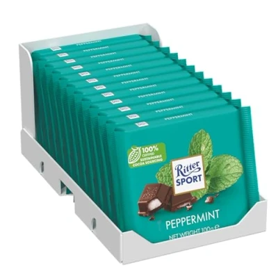 Afbeelding van 12 x Chocolade Reep Ritter Sport Pepermunt 100 gram