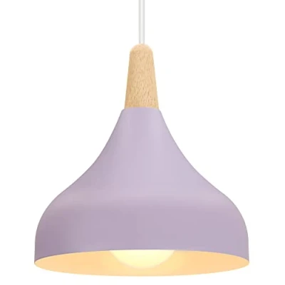 Afbeelding van iDEGU Kroonluchter hanglamp retro moderne druppelstijl hoed plafondlamp E27 metaal voor slaapkamer eetkamer keuken Ø 20 cm (paars 1 stuk)
