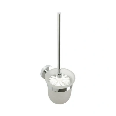 Afbeelding van Toiletborstelhouder Sapho X Round Hangend 11x39 cm Chroom / Melkglas