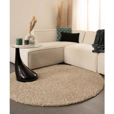 Afbeelding van Rond Hoogpolig Vloerkleed Shaggy Trend Effen Champagne 240 Cm