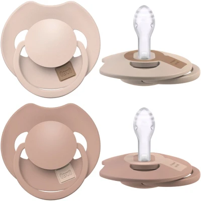 Afbeelding van Difrax LOVI Dynamische Fopspeen 0 tot 6 Maanden Beige &amp; Bruin 2 Stuks Gemakkelijk te Accepteren, BPA vrij, Hoogwaardige en Duurzame Siliconen