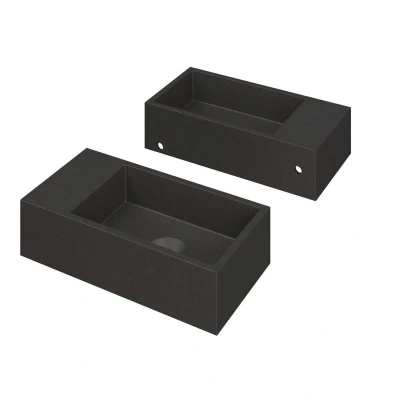 Afbeelding van INK Versus Fontein 36x18x9cm wasbak rechts 0 kraangaten Quartz zwart