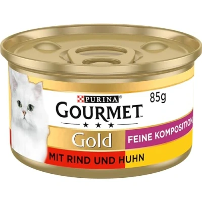 Afbeelding van Purina Gourmet Gold Fijne Hapjes Kattenvoer, Nat, met Rund en Kip, 12 stuks (12 x 85 g)