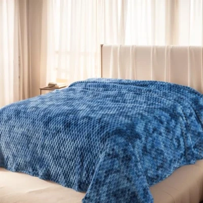 Afbeelding van Plaid Dikke Fleece Deken 230x270 cm Blauwe gemengde kleur Zacht en Warm Dubbele Beddeken Flanellen Sofa Throw Dubbelzijdig Omkeerbaar