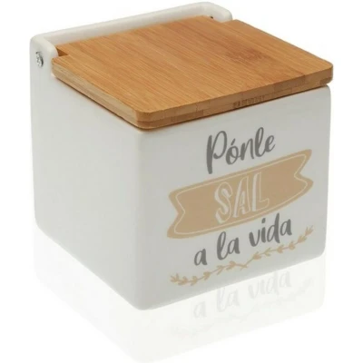 Afbeelding van Zoutvaatje met deksel Versa S3404267 Keramisch Bamboe (10,5 x 11 cm)