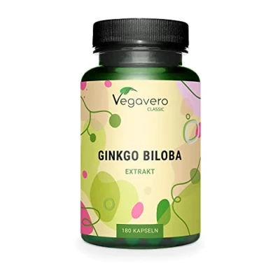 Afbeelding van Vegavero GINKGO BILOBA capsules 6000 mg (50:1 extract) 24% flavonoglycosiden en 6% terpeenlactonen 180 Veganistisch &amp; zonder toevoegingen