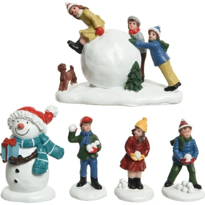 Afbeelding van beeldjes polyresin l6b9h7 cm mlt 5st kerst Lumineo