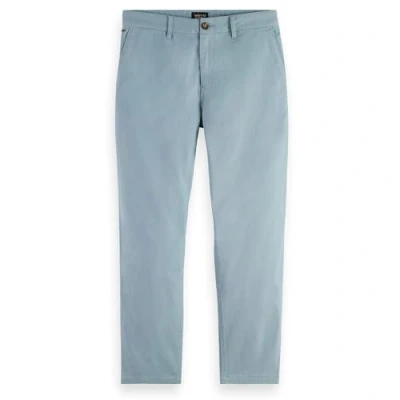 Afbeelding van Scotch &amp; Soda Heren drift regular taps toelopende kepered chino broek, Bay Blue 7437, 33W / 30L