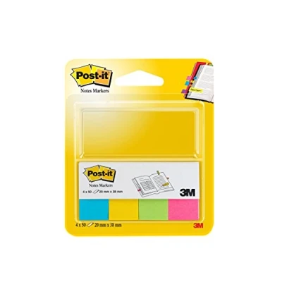 Afbeelding van Post it 670 4U plakstrips Page Marker 20 x 38 mm, 4 50 vellen in etui, ultrablauw, geel, groen, roze